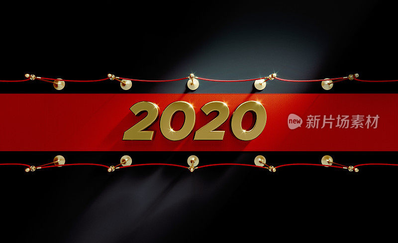 2020红地毯概念- 2020坐在红地毯上的黑色背景